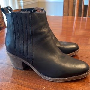 Frye Black Leather Ankle Booties